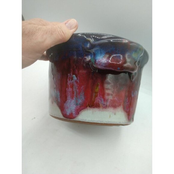 Handcrafted Ceramic Signed Chamberlain Double-Handled Bowl With Multicolor Glaze - Picture 2 of 7